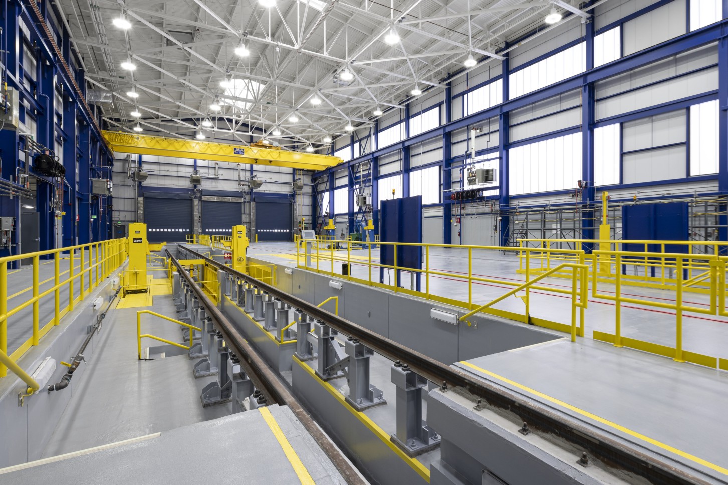 There are four bays in the Riverside Heavy Maintenance Facility, where maintenance can be performed on Maryland Area Regional Commuter trains.